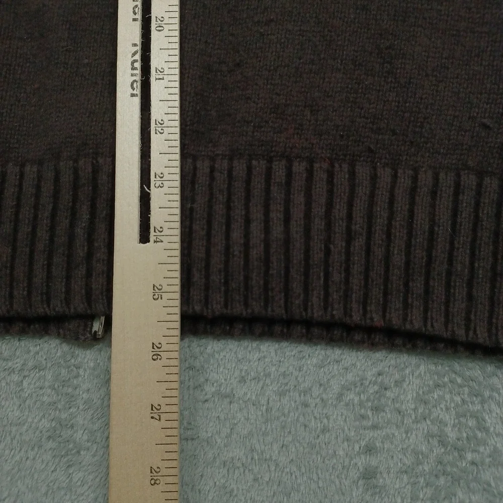 Banana Republic Sweater Mens Large Brown Knit Full Zip Pockets Angora‎ Cotton